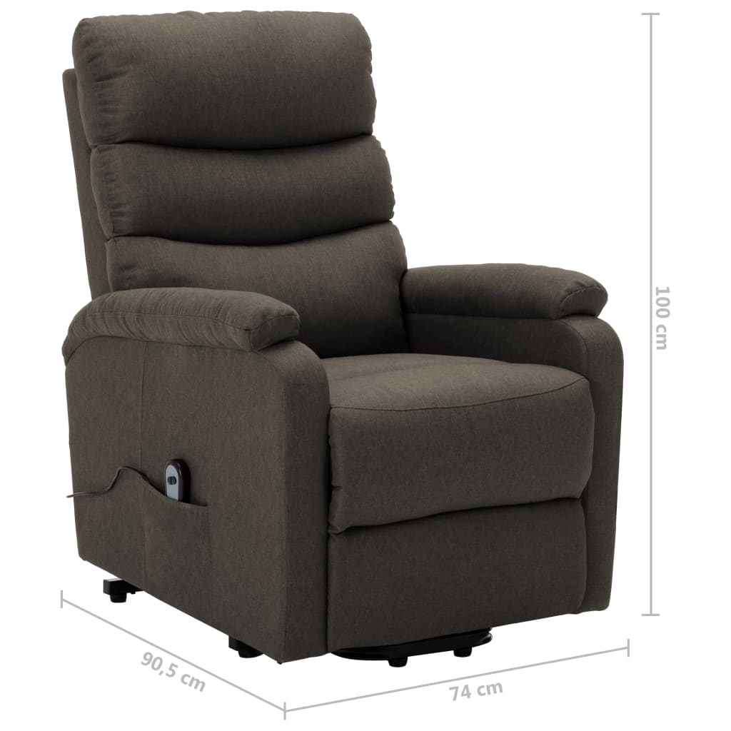 vidaXL Fotoliu cu ridicare, gri taupe, material textil vidaXL Fotoliu cu ridicare, gri taupe, material textil