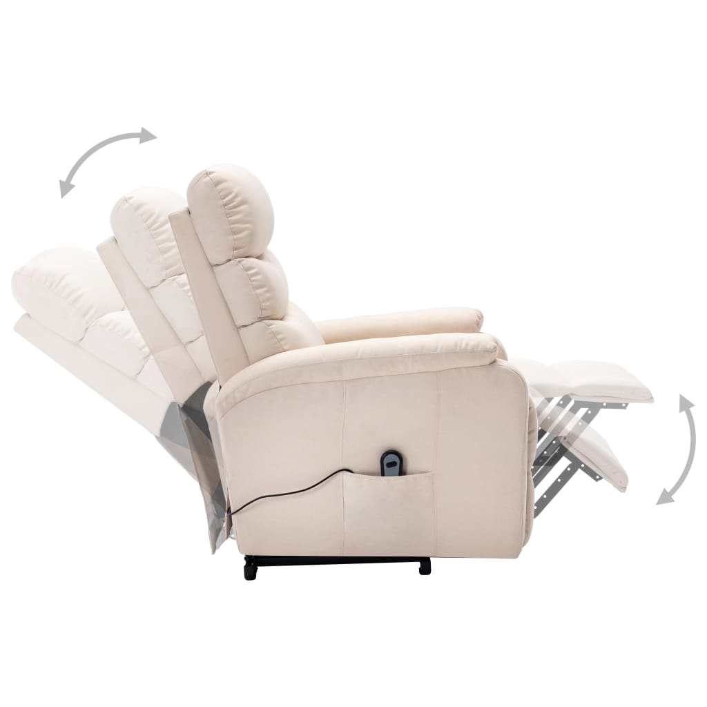 vidaXL Fotoliu cu ridicare, crem, material textil