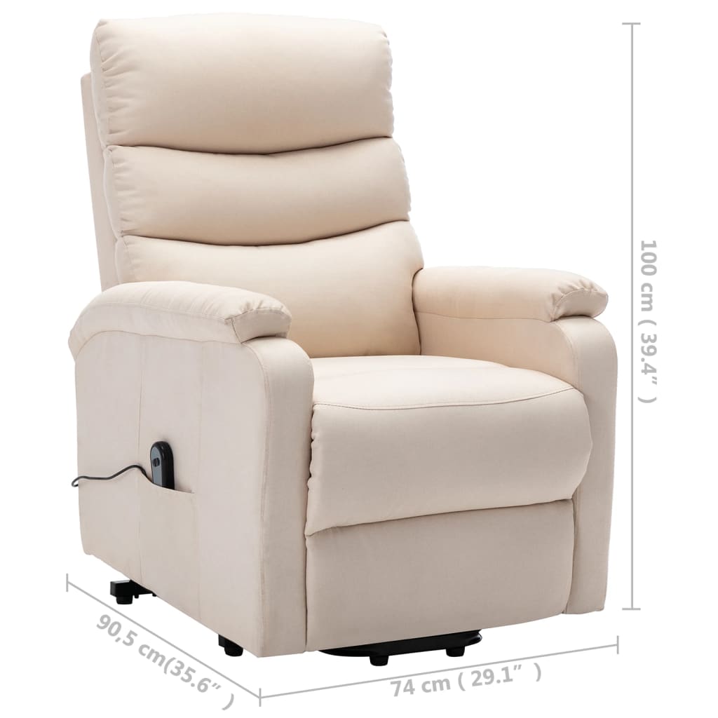 vidaXL Fotoliu cu ridicare, crem, material textil