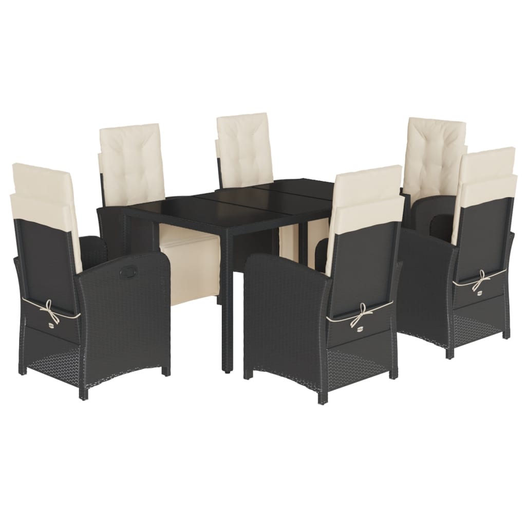 vidaXL Set mobilier de grădină cu perne, 7 piese, negru, poliratan vidaXL Set mobilier de grădină cu perne, 7 piese, negru, poliratan