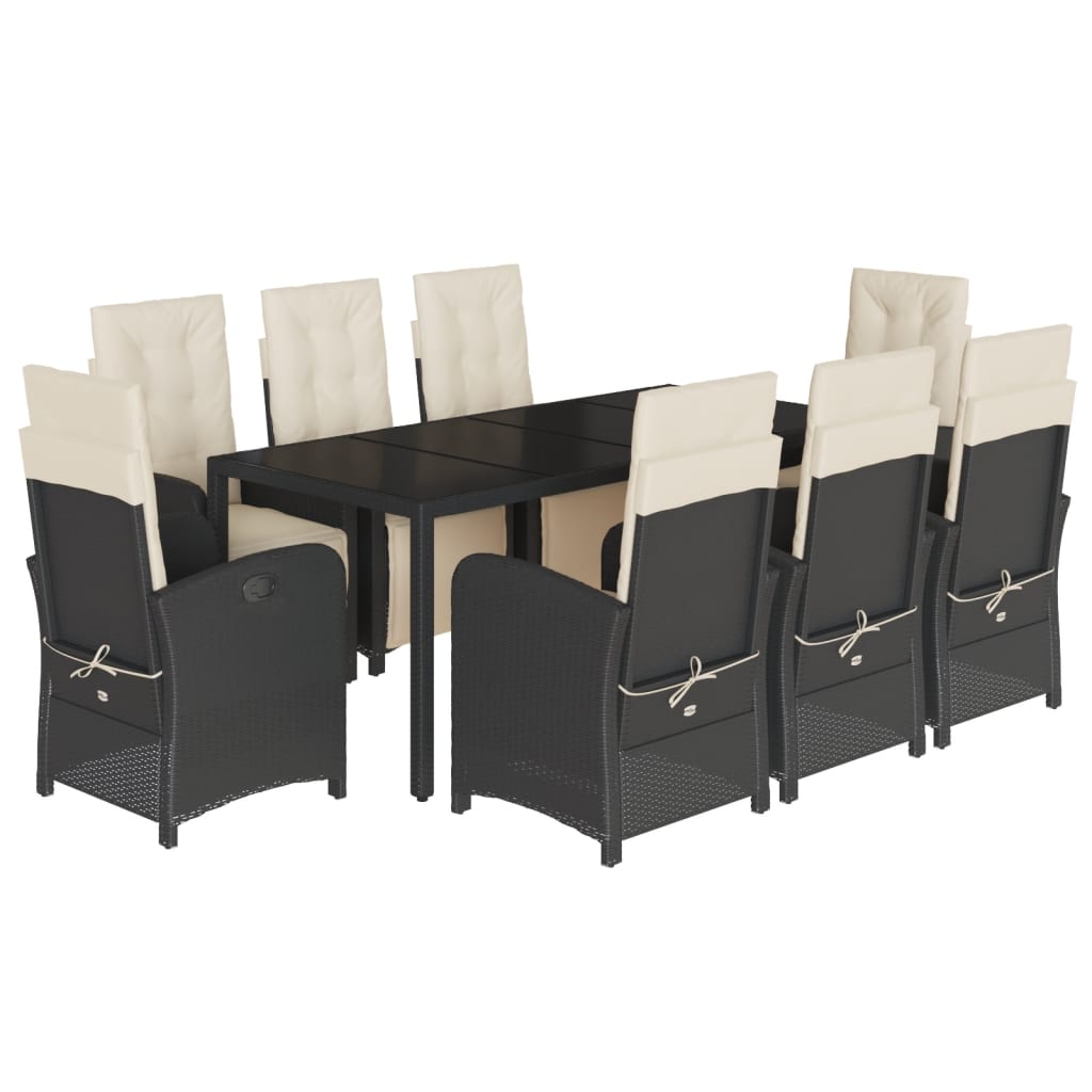vidaXL Set mobilier de grădină cu perne, 9 piese, negru, poliratan vidaXL Set mobilier de grădină cu perne, 9 piese, negru, poliratan