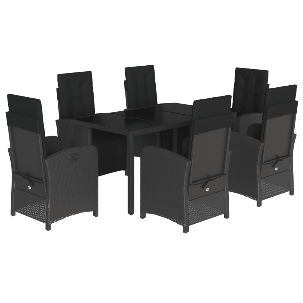 vidaXL Set mobilier de grădină cu perne, 7 piese, negru, poliratan vidaXL Set mobilier de grădină cu perne, 7 piese, negru, poliratan