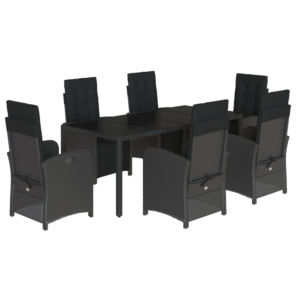 vidaXL Set mobilier de grădină cu perne, 7 piese, negru, poliratan vidaXL Set mobilier de grădină cu perne, 7 piese, negru, poliratan