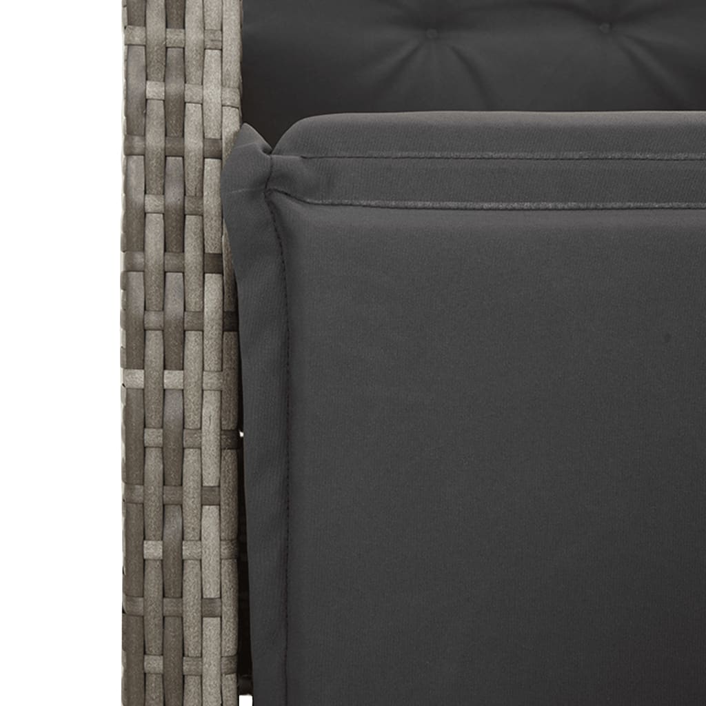 vidaXL Set bistro de grădină cu perne, 3 piese, gri, poliratan vidaXL Set bistro de grădină cu perne, 3 piese, gri, poliratan