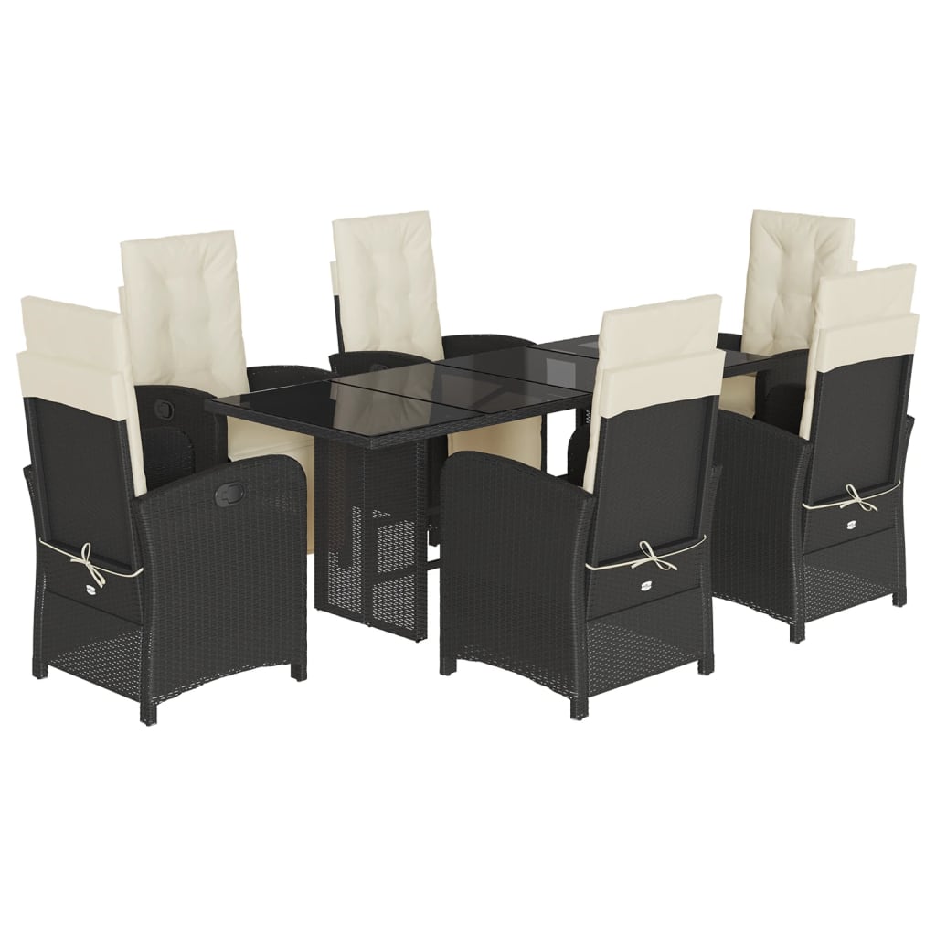 vidaXL Set mobilier de grădină cu perne, 7 piese, negru, poliratan vidaXL Set mobilier de grădină cu perne, 7 piese, negru, poliratan