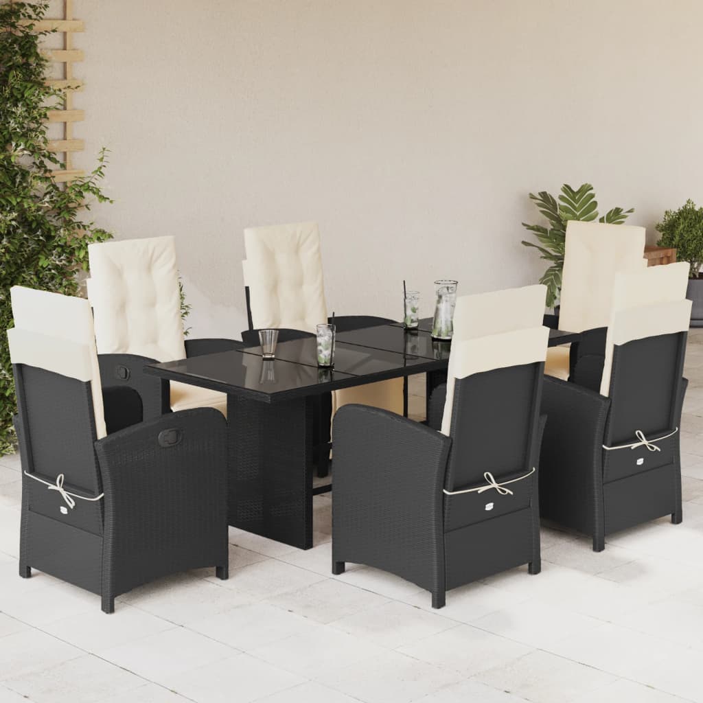 vidaXL Set mobilier de grădină cu perne, 7 piese, negru, poliratan vidaXL Set mobilier de grădină cu perne, 7 piese, negru, poliratan