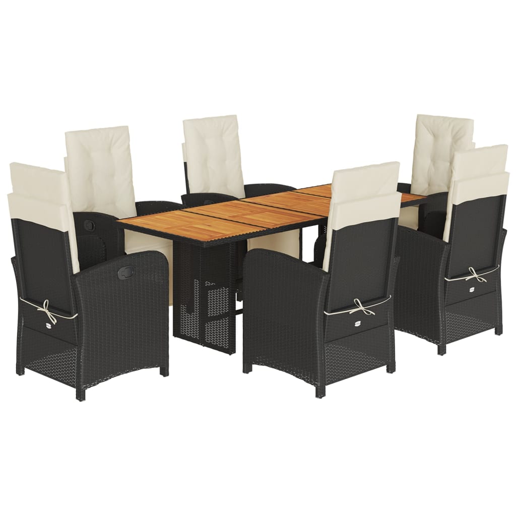 vidaXL Set mobilier de grădină cu perne, 7 piese, negru, poliratan vidaXL Set mobilier de grădină cu perne, 7 piese, negru, poliratan