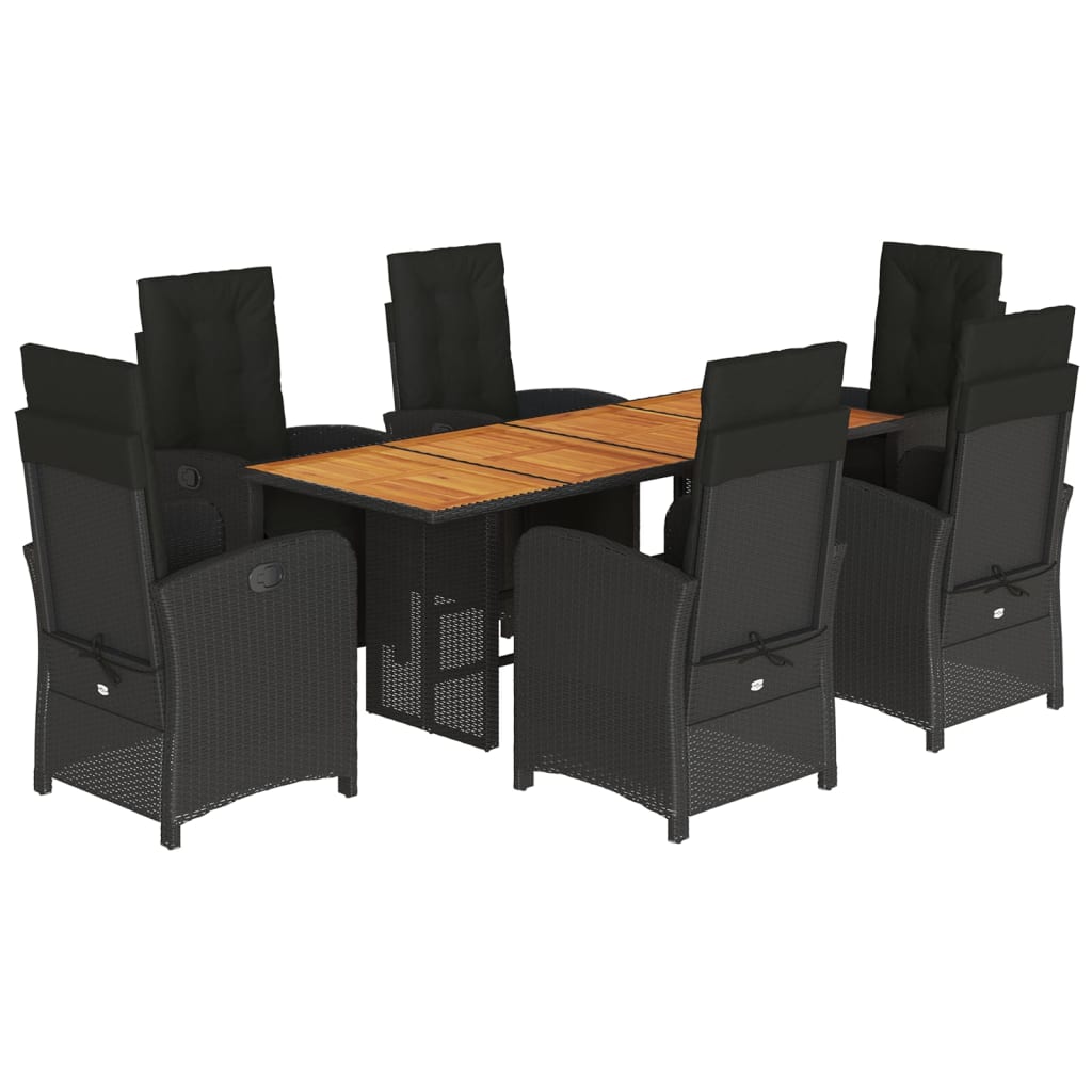 vidaXL Set mobilier de grădină cu perne, 7 piese, negru, poliratan vidaXL Set mobilier de grădină cu perne, 7 piese, negru, poliratan
