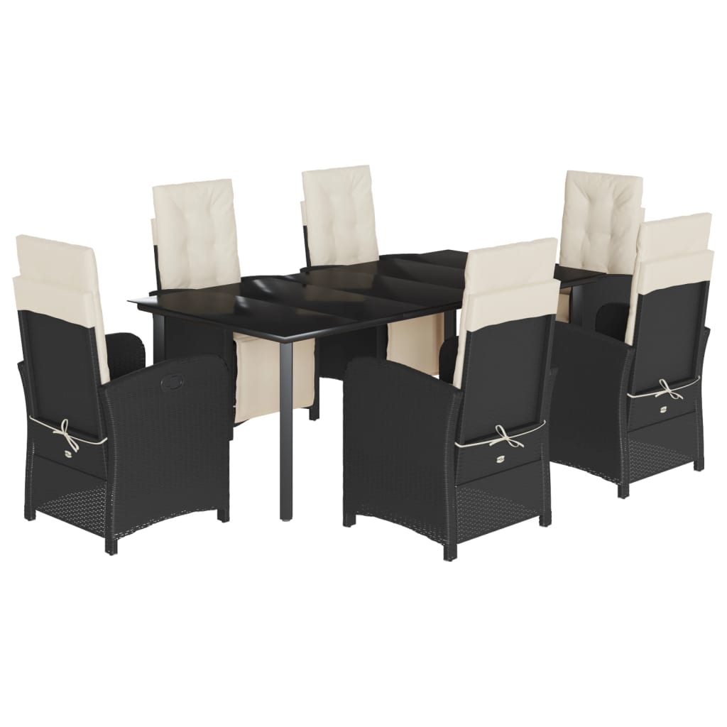 vidaXL Set mobilier de grădină cu perne, 7 piese, negru, poliratan vidaXL Set mobilier de grădină cu perne, 7 piese, negru, poliratan
