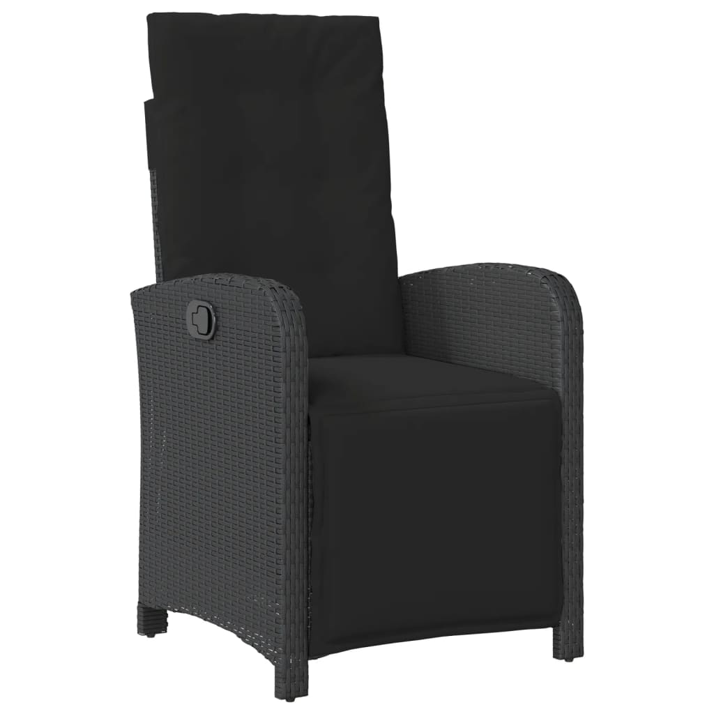 vidaXL Set bistro cu perne, 3 piese, negru, poliratan