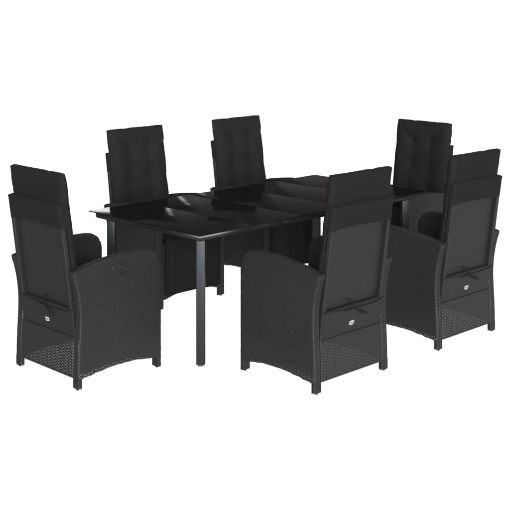vidaXL Set mobilier de grădină cu perne, 7 piese, negru, poliratan vidaXL Set mobilier de grădină cu perne, 7 piese, negru, poliratan