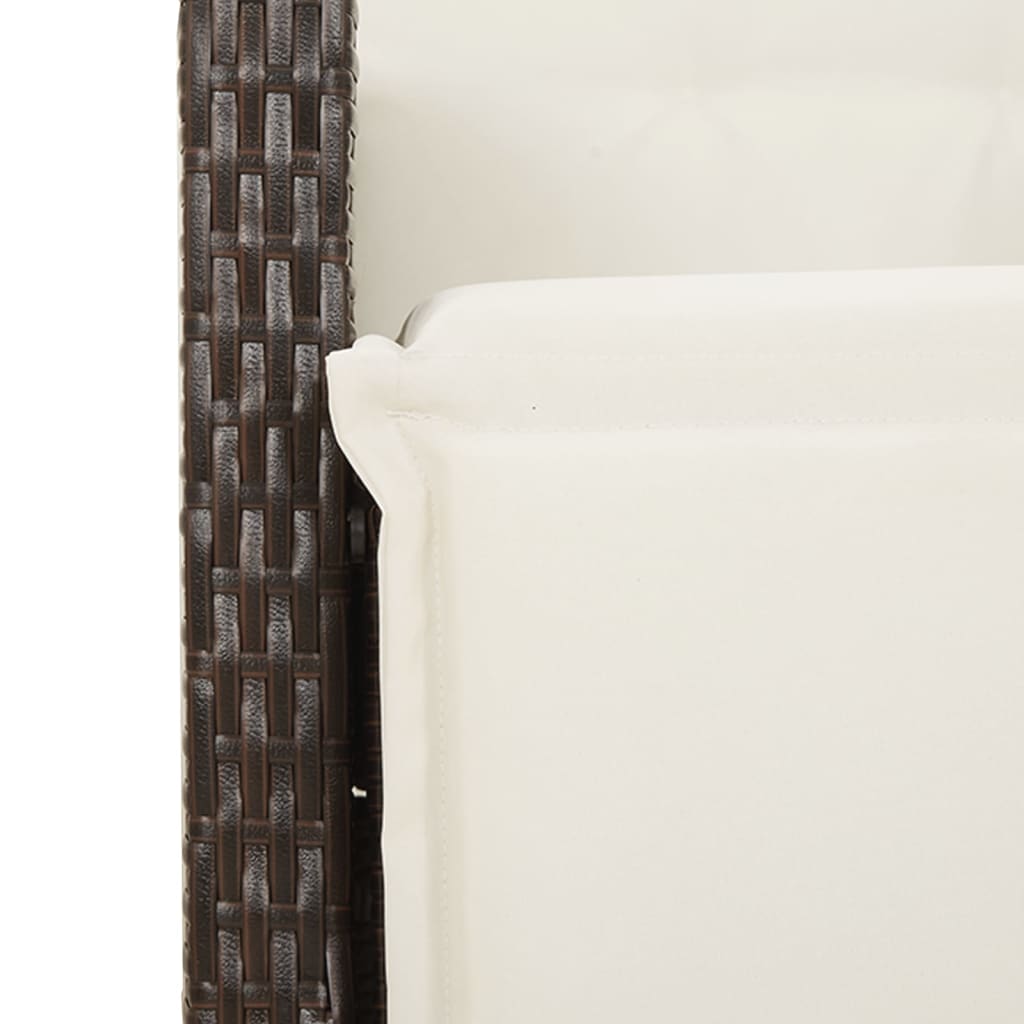vidaXL Set bistro cu perne, 3 piese, maro, poliratan vidaXL Set bistro cu perne, 3 piese, maro, poliratan