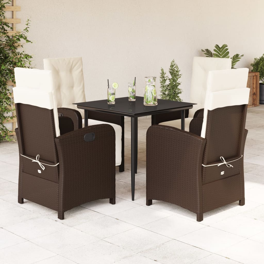 vidaXL Set mobilier de grădină, 5 piese, cu perne, maro, poliratan vidaXL Set mobilier de grădină, 5 piese, cu perne, maro, poliratan