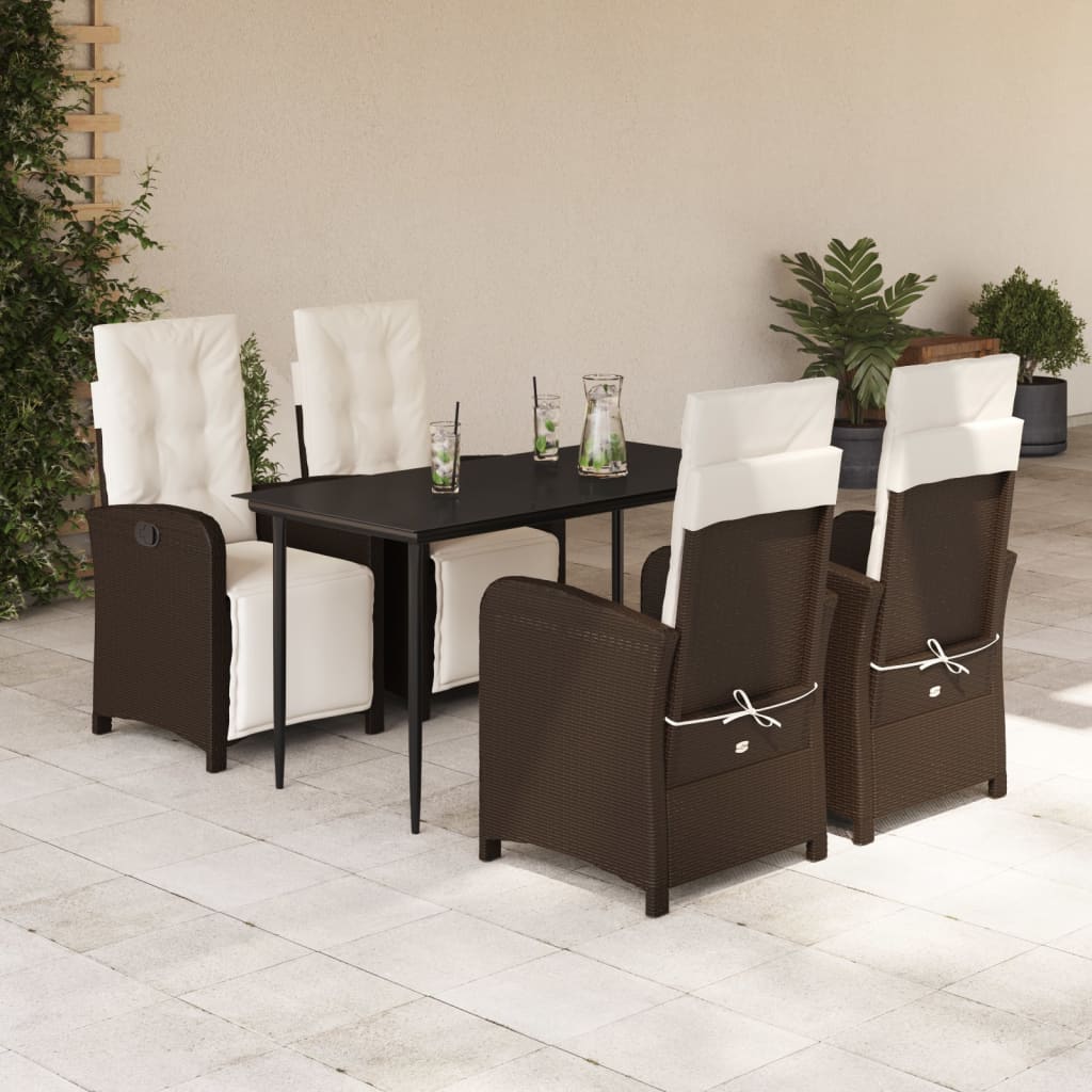 vidaXL Set mobilier de grădină, 5 piese, cu perne, maro, poliratan vidaXL Set mobilier de grădină, 5 piese, cu perne, maro, poliratan