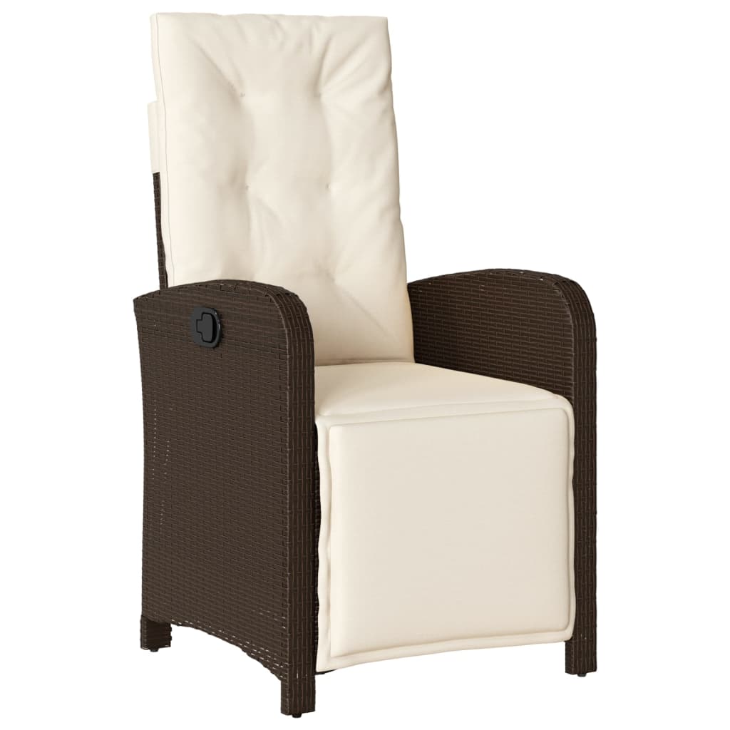 vidaXL Set bistro cu perne, 3 piese, maro, poliratan
