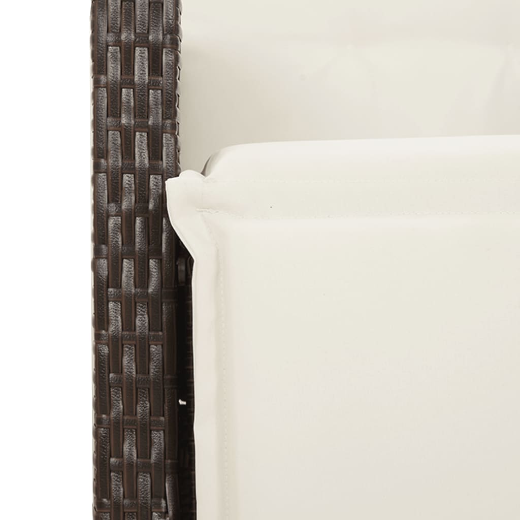 vidaXL Set bistro cu perne, 3 piese, maro, poliratan