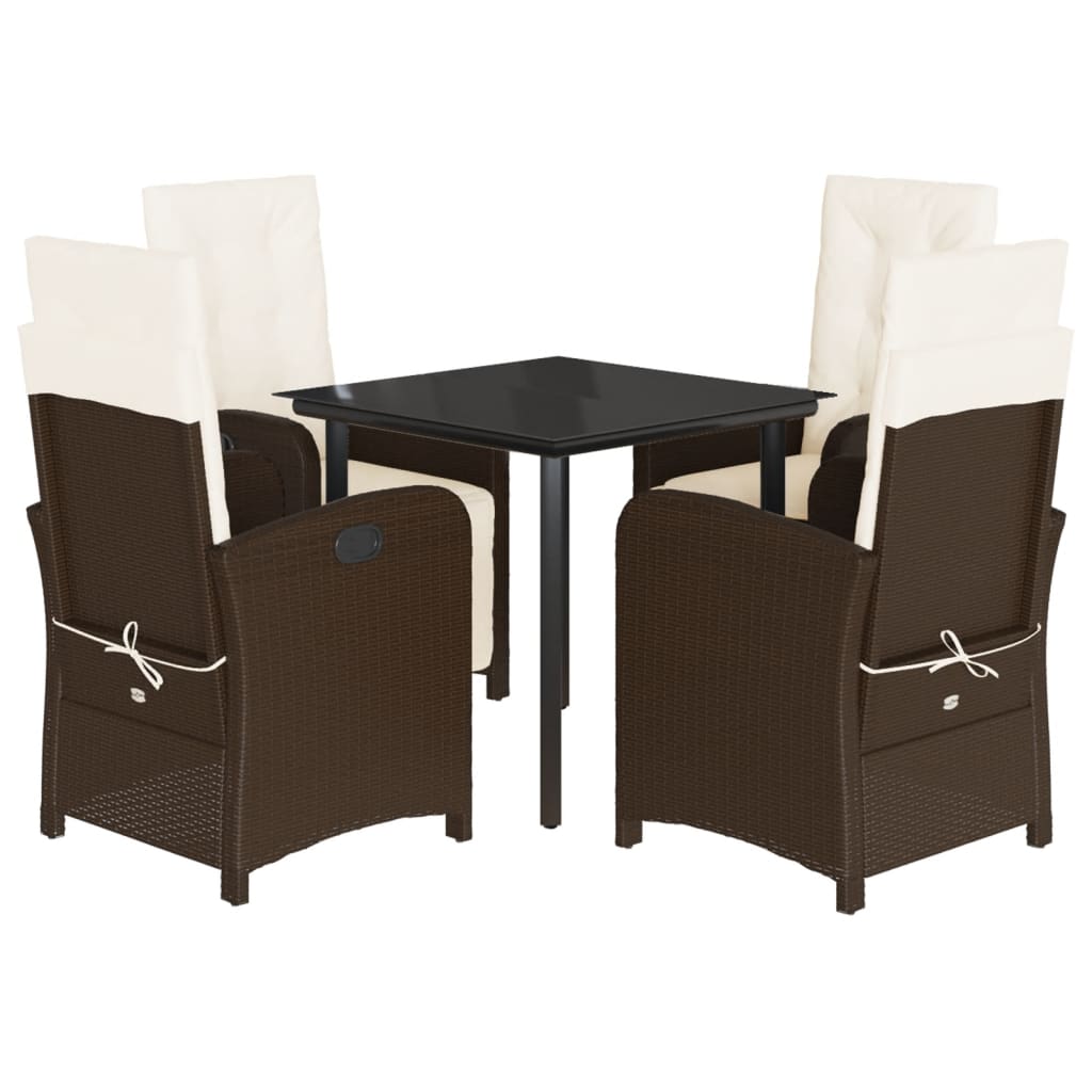 vidaXL Set mobilier de grădină, 5 piese, cu perne, maro, poliratan vidaXL Set mobilier de grădină, 5 piese, cu perne, maro, poliratan