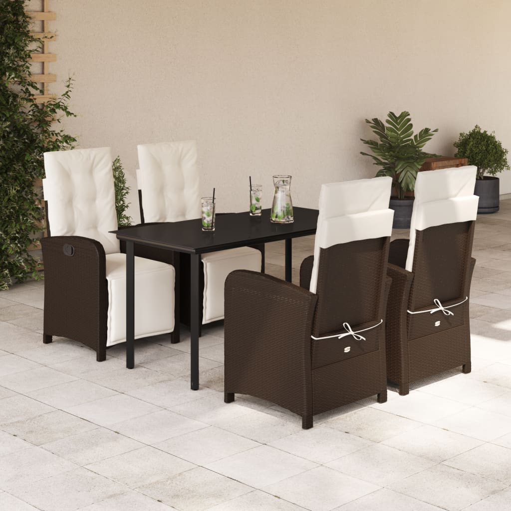 vidaXL Set mobilier de grădină, 5 piese, cu perne, maro, poliratan vidaXL Set mobilier de grădină, 5 piese, cu perne, maro, poliratan