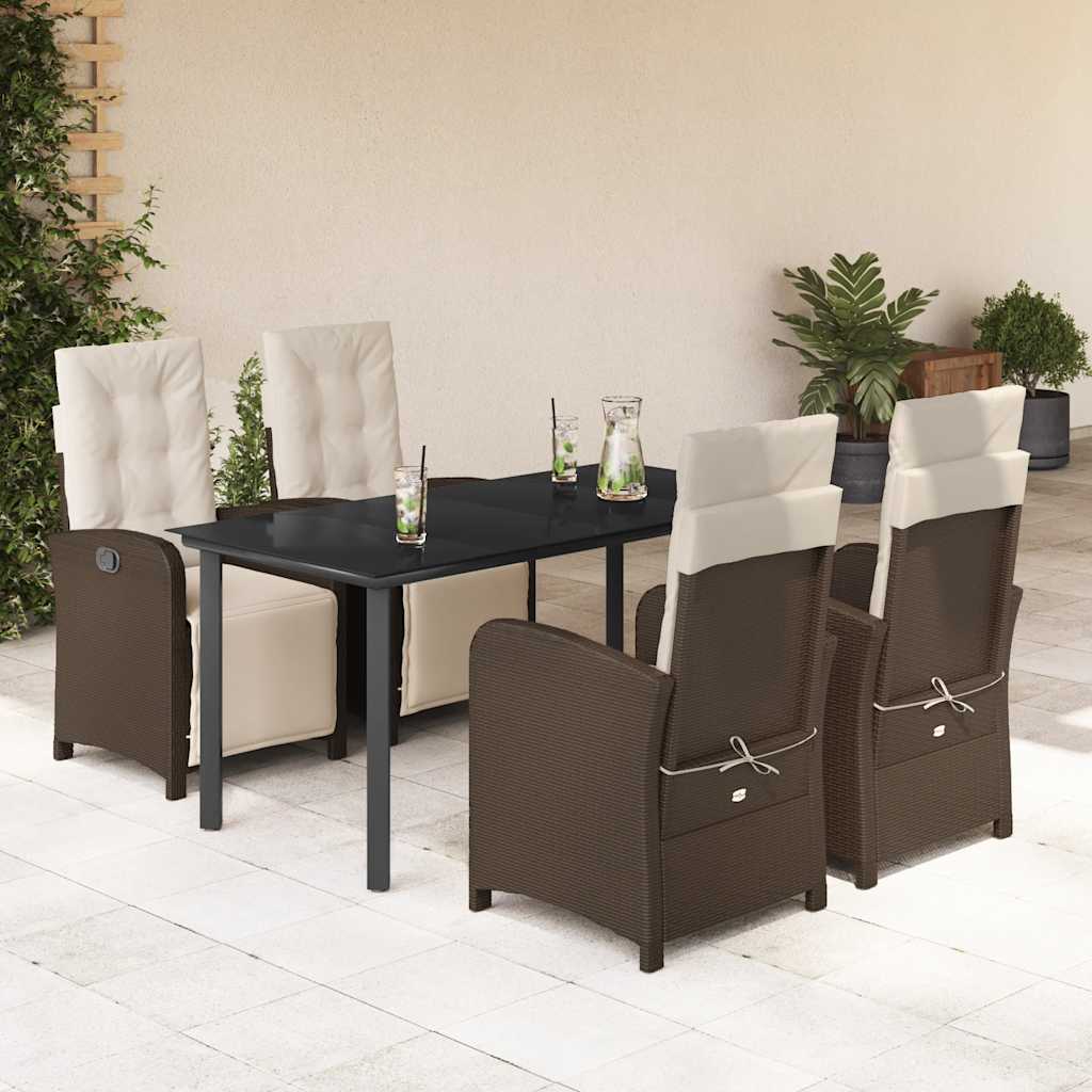 vidaXL Set mobilier de grădină, 5 piese, cu perne, maro, poliratan vidaXL Set mobilier de grădină, 5 piese, cu perne, maro, poliratan