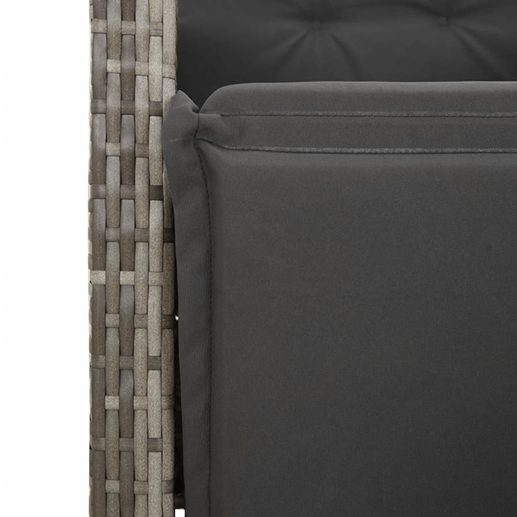 vidaXL Set bistro de grădină cu perne, 3 piese, gri, poliratan vidaXL Set bistro de grădină cu perne, 3 piese, gri, poliratan