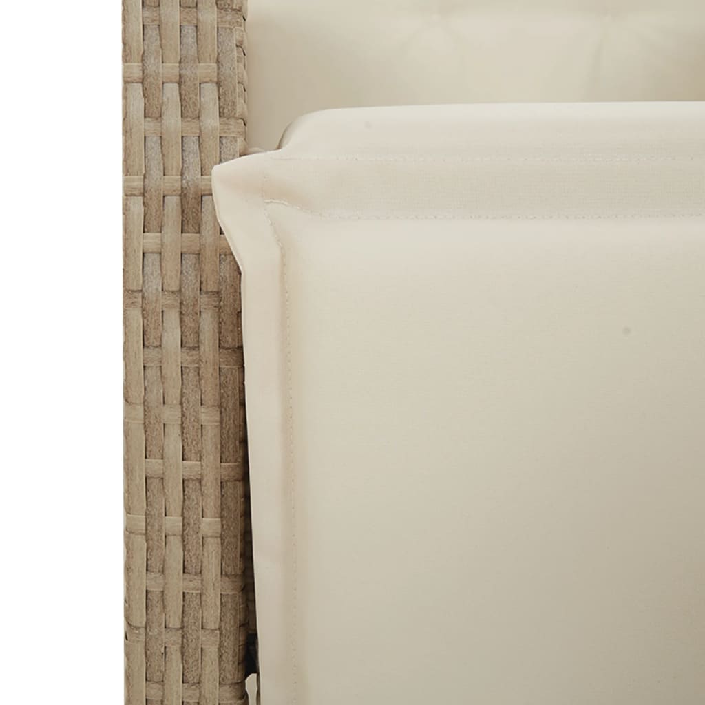 vidaXL Set bistro cu perne, 3 piese, bej, poliratan