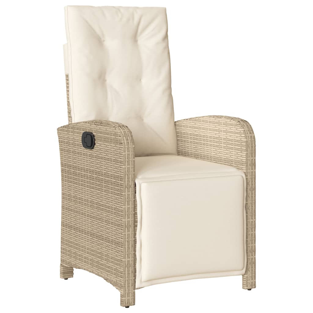 vidaXL Set bistro cu perne, 3 piese, bej, poliratan
