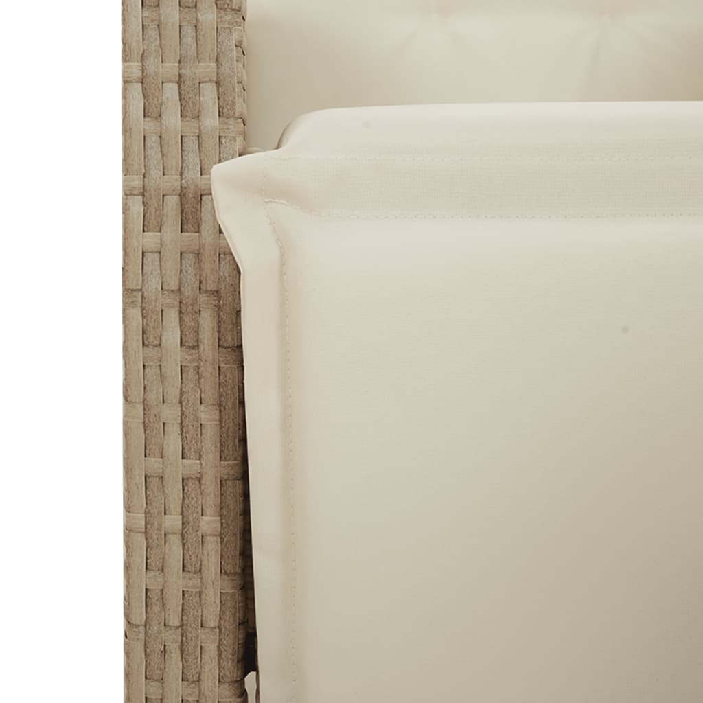 vidaXL Set bistro cu perne, 3 piese, bej, poliratan