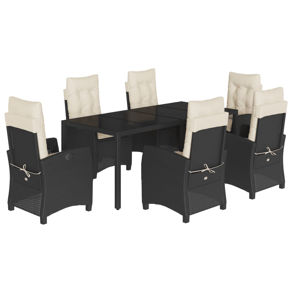 vidaXL Set mobilier de grădină cu perne, 7 piese, negru, poliratan vidaXL Set mobilier de grădină cu perne, 7 piese, negru, poliratan