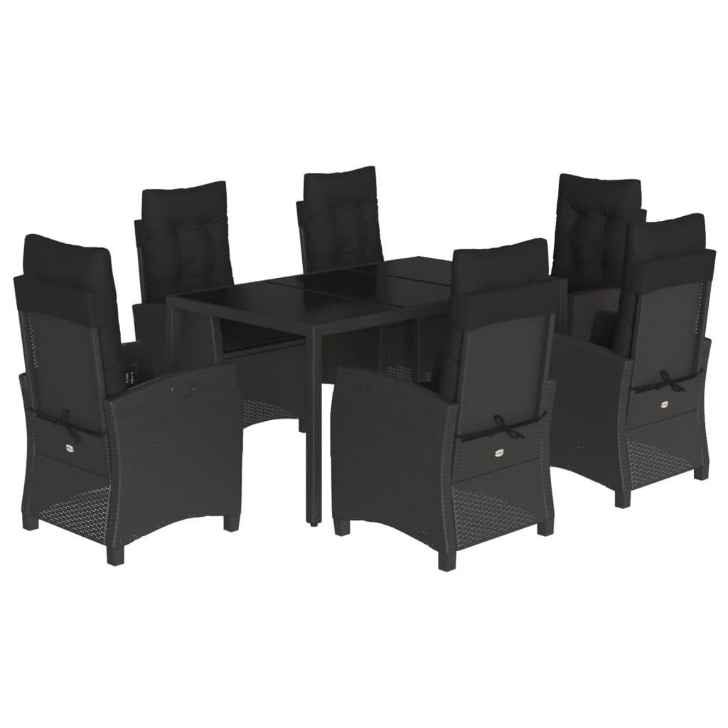 vidaXL Set mobilier de grădină cu perne, 7 piese, negru, poliratan vidaXL Set mobilier de grădină cu perne, 7 piese, negru, poliratan