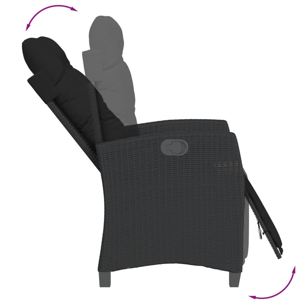vidaXL Set mobilier de grădină cu perne, 9 piese, negru, poliratan vidaXL Set mobilier de grădină cu perne, 9 piese, negru, poliratan