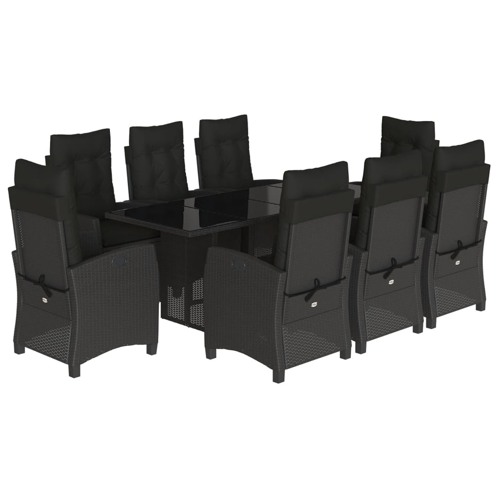 vidaXL Set mobilier de grădină cu perne, 9 piese, negru, poliratan vidaXL Set mobilier de grădină cu perne, 9 piese, negru, poliratan