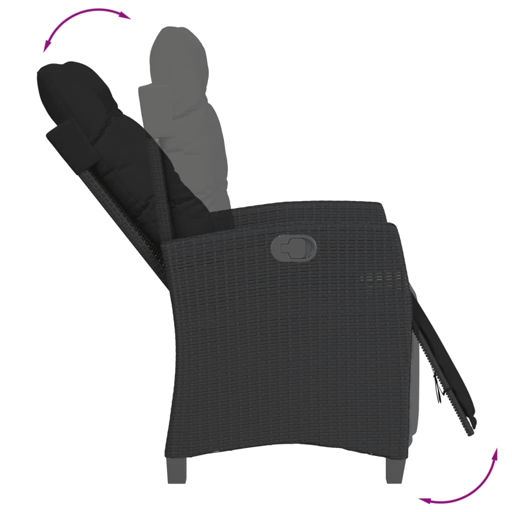 vidaXL Set mobilier de grădină cu perne, 9 piese, negru, poliratan vidaXL Set mobilier de grădină cu perne, 9 piese, negru, poliratan