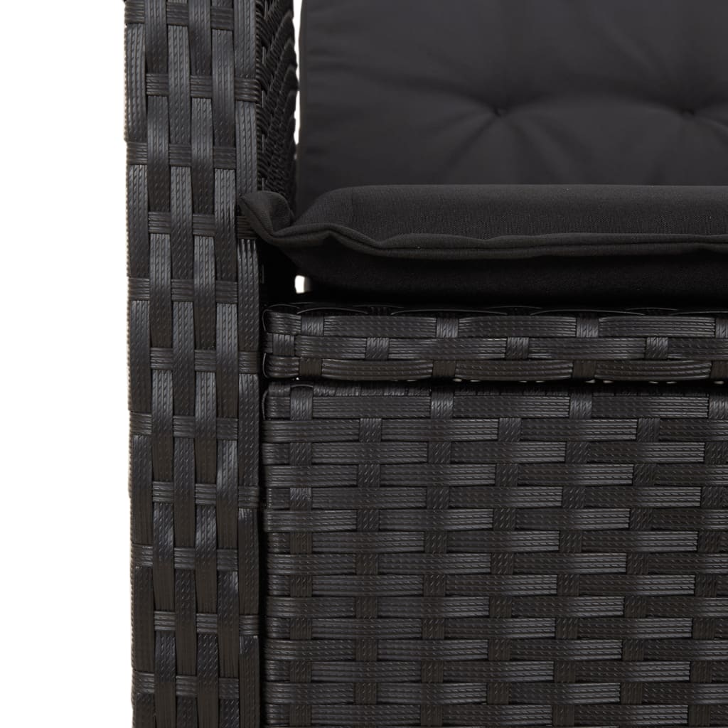vidaXL Set mobilier de grădină cu perne, 9 piese, negru, poliratan vidaXL Set mobilier de grădină cu perne, 9 piese, negru, poliratan