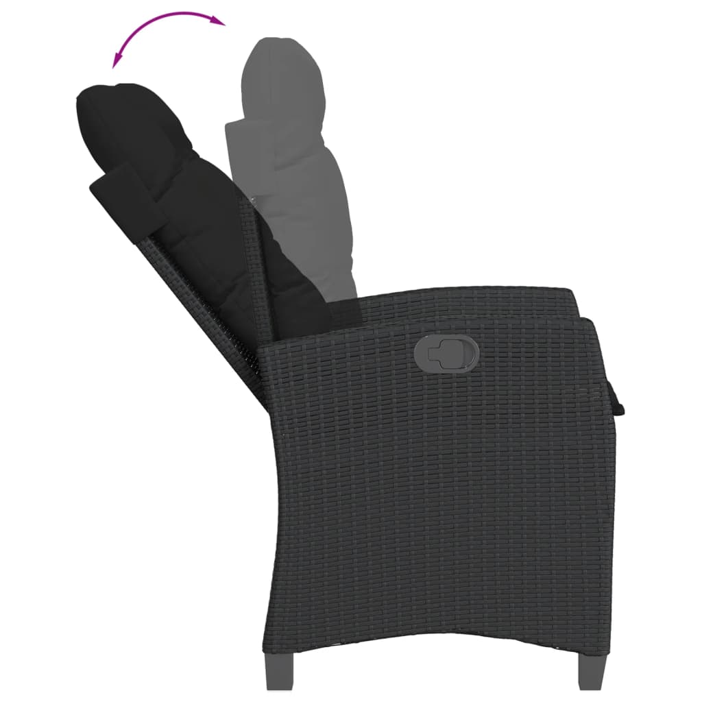 vidaXL Set mobilier de grădină cu perne, 9 piese, negru, poliratan vidaXL Set mobilier de grădină cu perne, 9 piese, negru, poliratan
