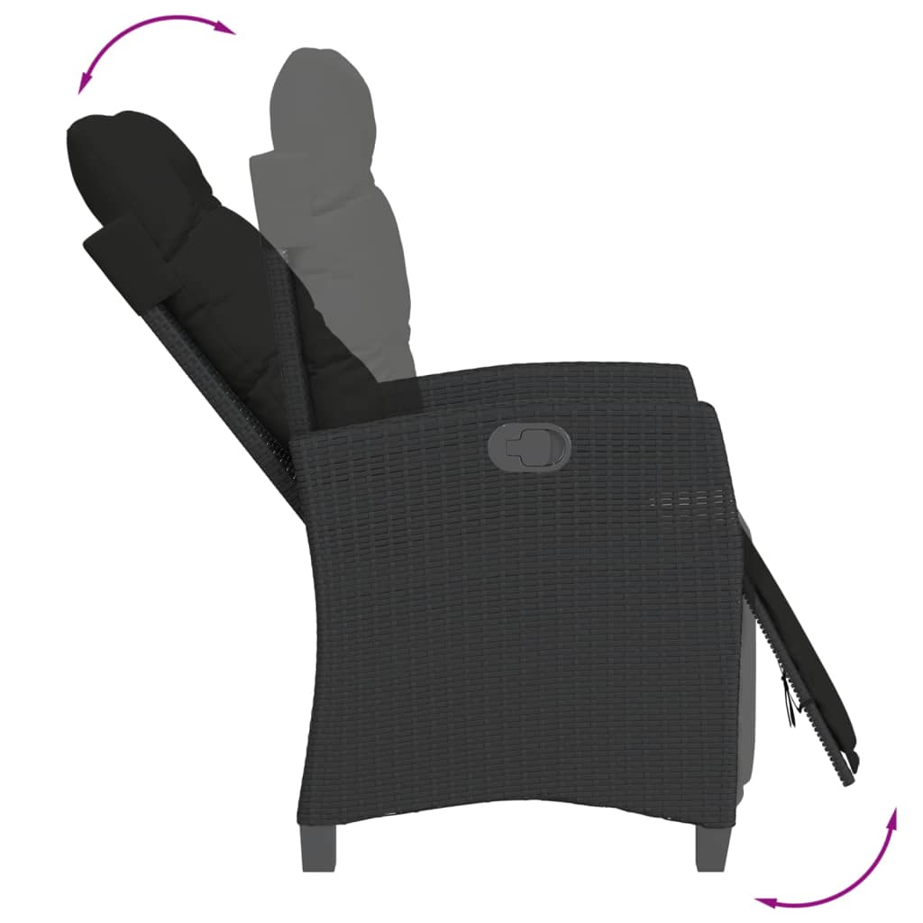 vidaXL Set mobilier de grădină cu perne, 9 piese, negru, poliratan vidaXL Set mobilier de grădină cu perne, 9 piese, negru, poliratan