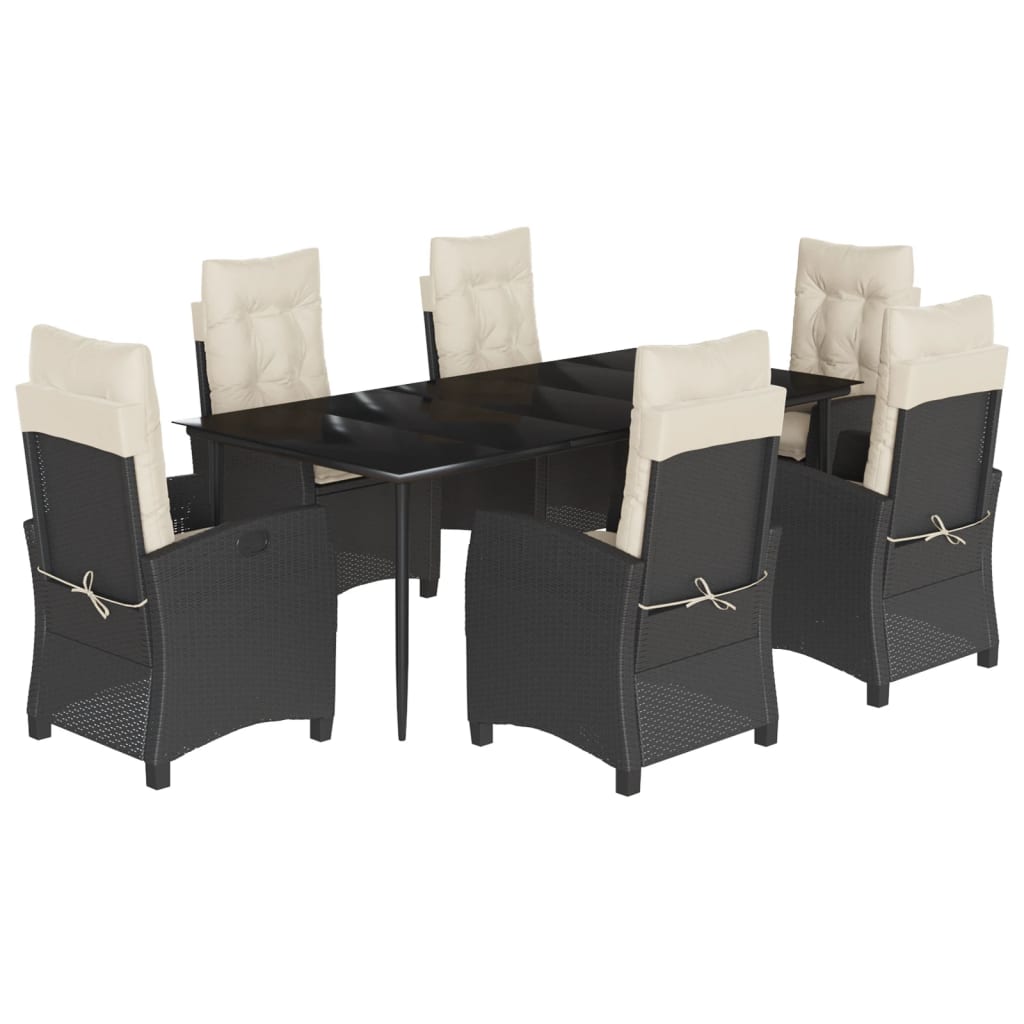 vidaXL Set mobilier de grădină cu perne, 7 piese, negru, poliratan vidaXL Set mobilier de grădină cu perne, 7 piese, negru, poliratan