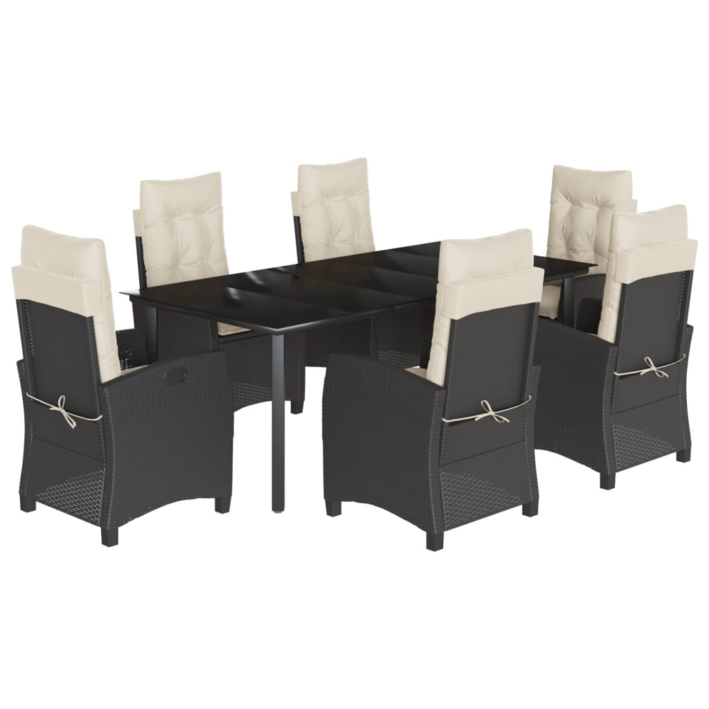 vidaXL Set mobilier de grădină cu perne, 7 piese, negru, poliratan vidaXL Set mobilier de grădină cu perne, 7 piese, negru, poliratan
