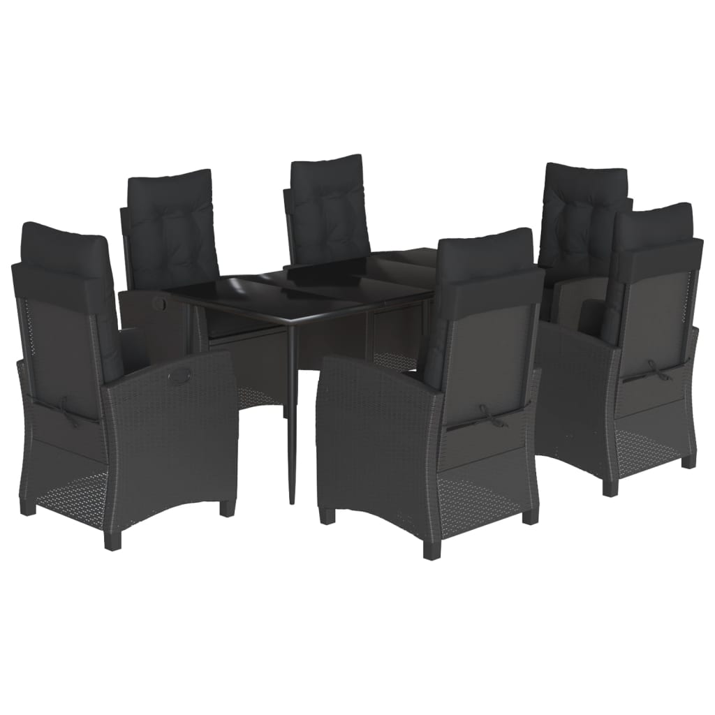 vidaXL Set mobilier de grădină cu perne, 7 piese, negru, poliratan vidaXL Set mobilier de grădină cu perne, 7 piese, negru, poliratan