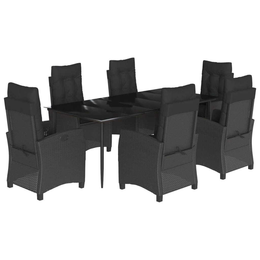 vidaXL Set mobilier de grădină cu perne, 7 piese, negru, poliratan vidaXL Set mobilier de grădină cu perne, 7 piese, negru, poliratan