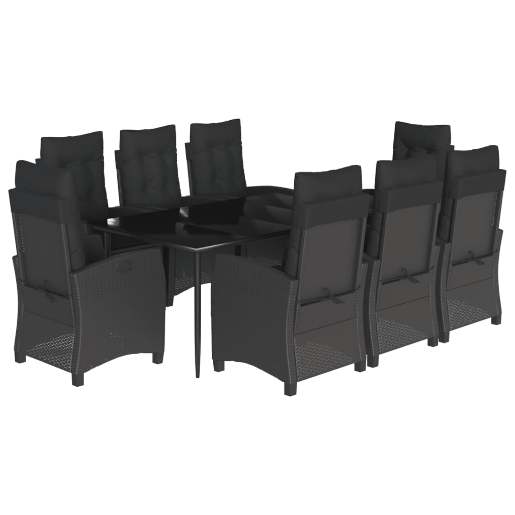 vidaXL Set mobilier de grădină cu perne, 9 piese, negru, poliratan vidaXL Set mobilier de grădină cu perne, 9 piese, negru, poliratan