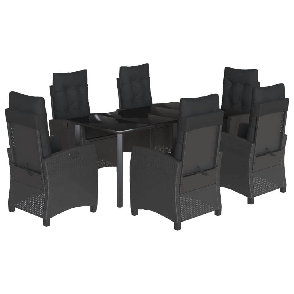 vidaXL Set mobilier de grădină cu perne, 7 piese, negru, poliratan vidaXL Set mobilier de grădină cu perne, 7 piese, negru, poliratan