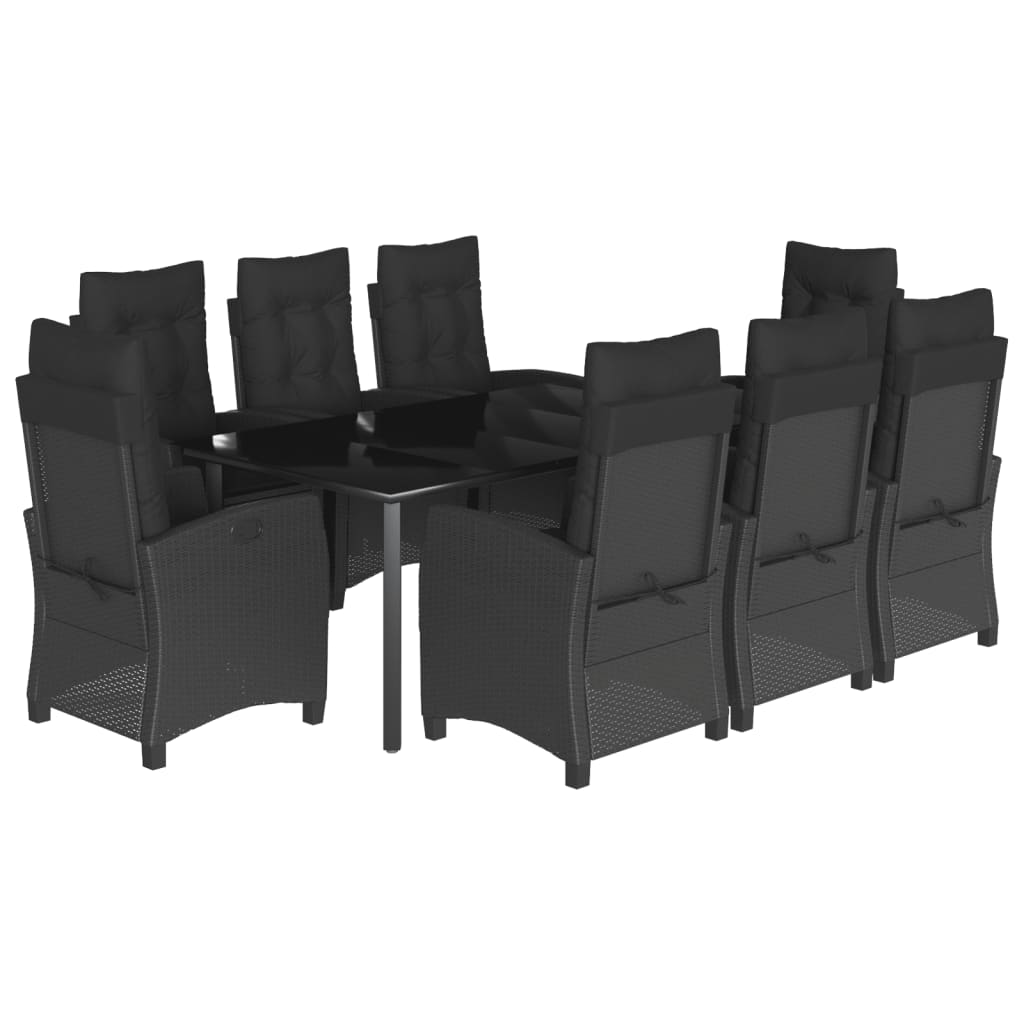 vidaXL Set mobilier de grădină cu perne, 9 piese, negru, poliratan vidaXL Set mobilier de grădină cu perne, 9 piese, negru, poliratan