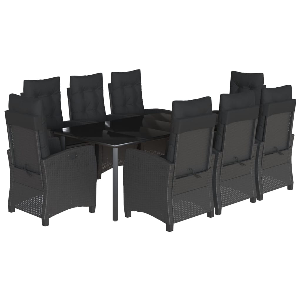 vidaXL Set mobilier de grădină cu perne, 9 piese, negru, poliratan vidaXL Set mobilier de grădină cu perne, 9 piese, negru, poliratan