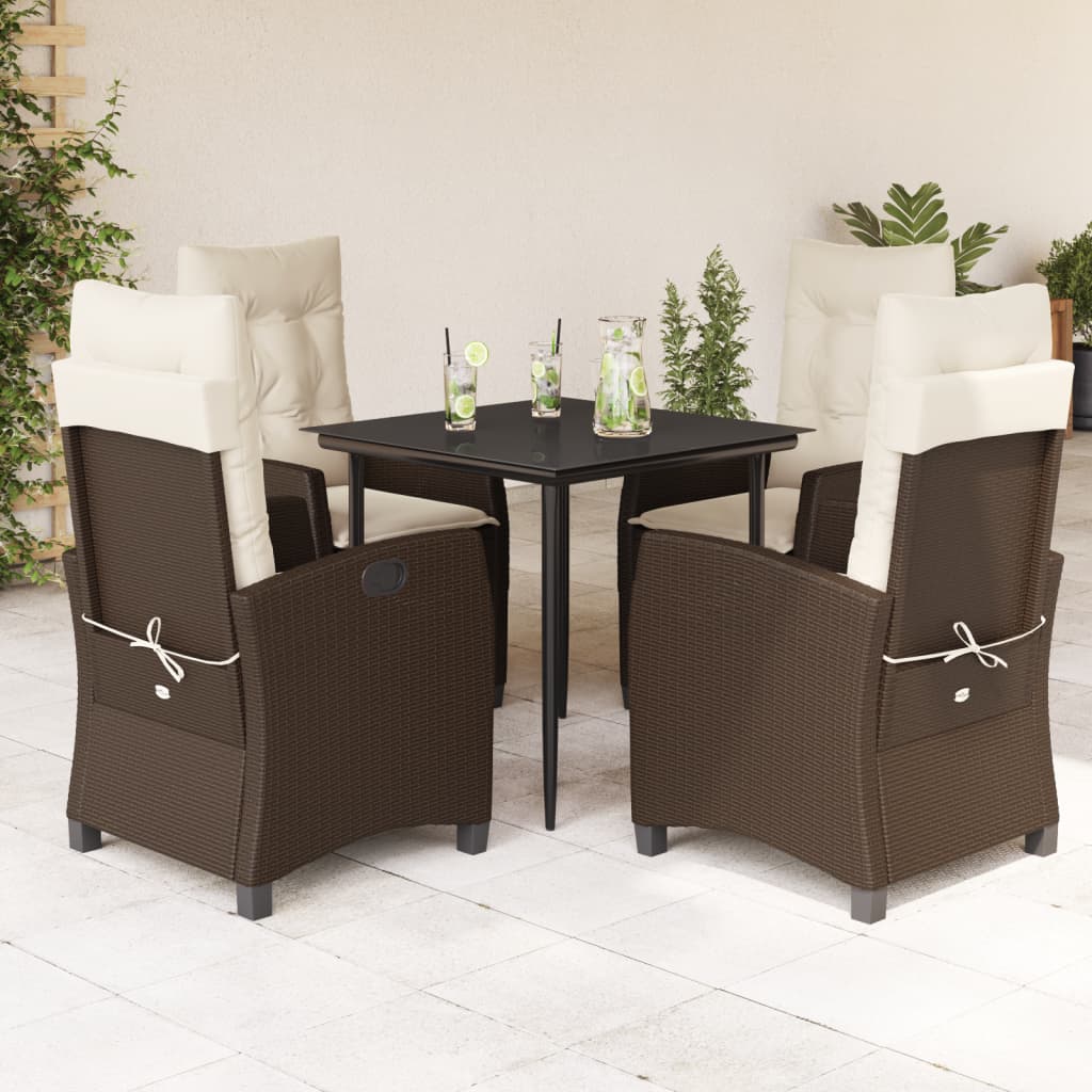 vidaXL Set mobilier de grădină, 5 piese, cu perne, maro, poliratan vidaXL Set mobilier de grădină, 5 piese, cu perne, maro, poliratan