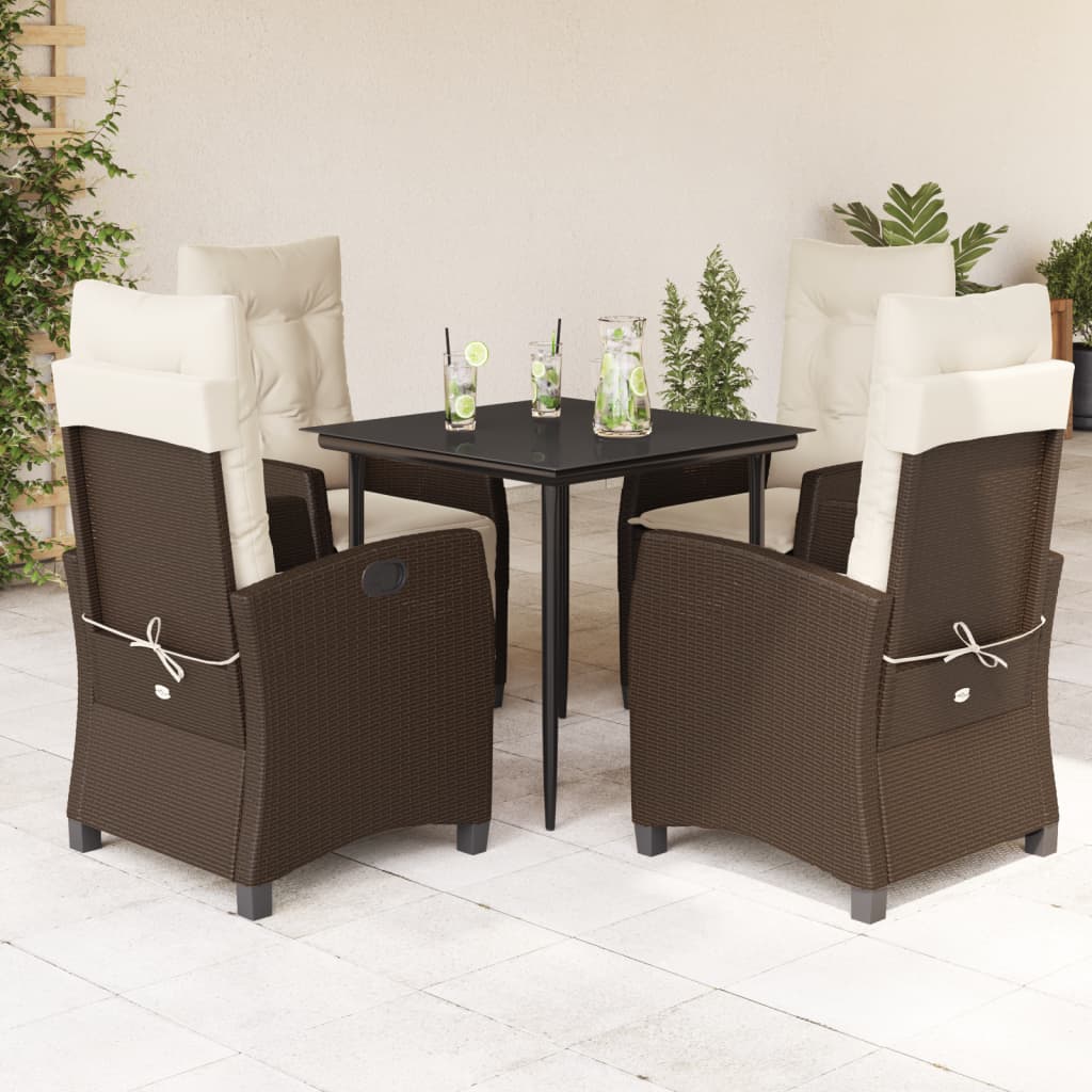 vidaXL Set mobilier de grădină, 5 piese, cu perne, maro, poliratan vidaXL Set mobilier de grădină, 5 piese, cu perne, maro, poliratan