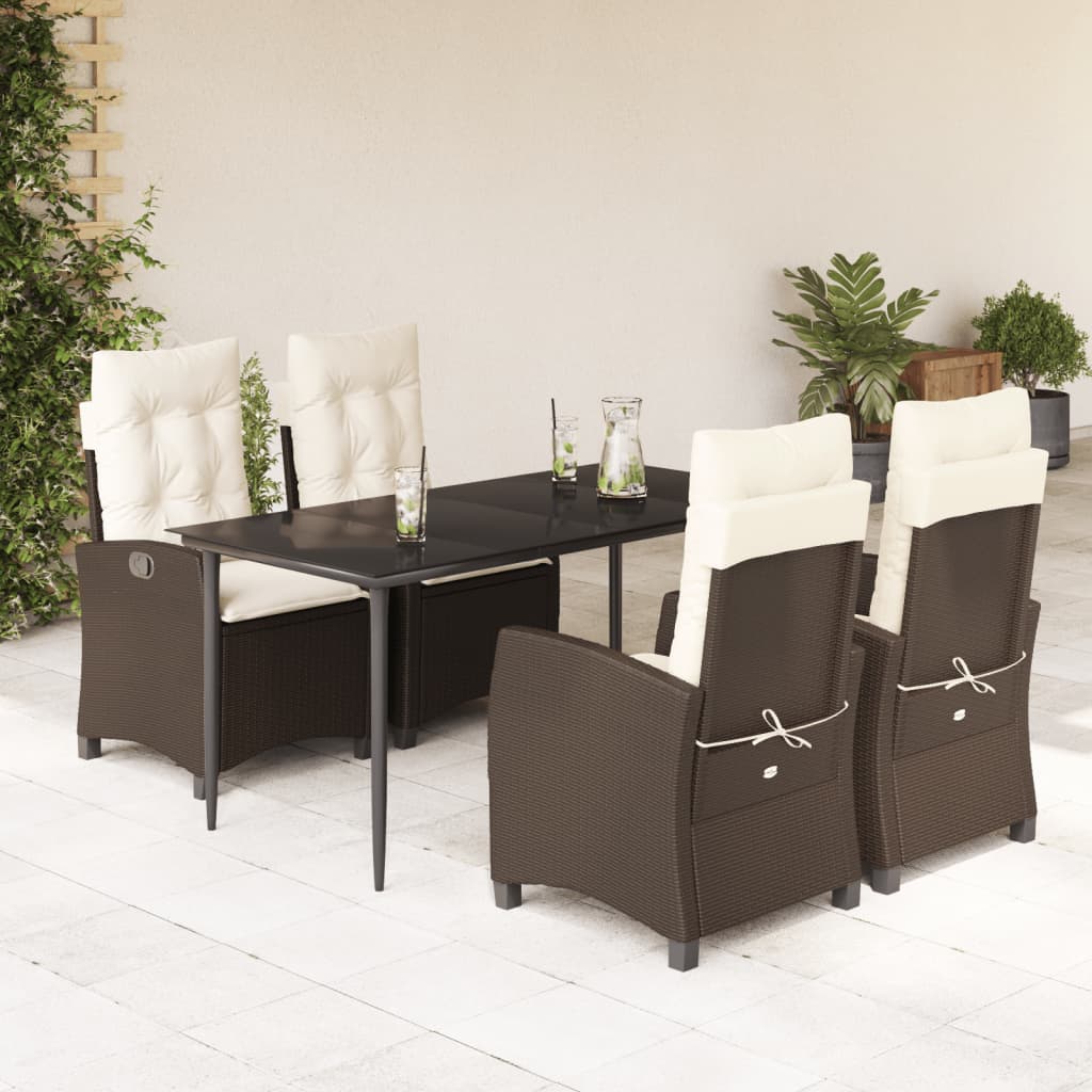 vidaXL Set mobilier de grădină, 5 piese, cu perne, maro, poliratan vidaXL Set mobilier de grădină, 5 piese, cu perne, maro, poliratan