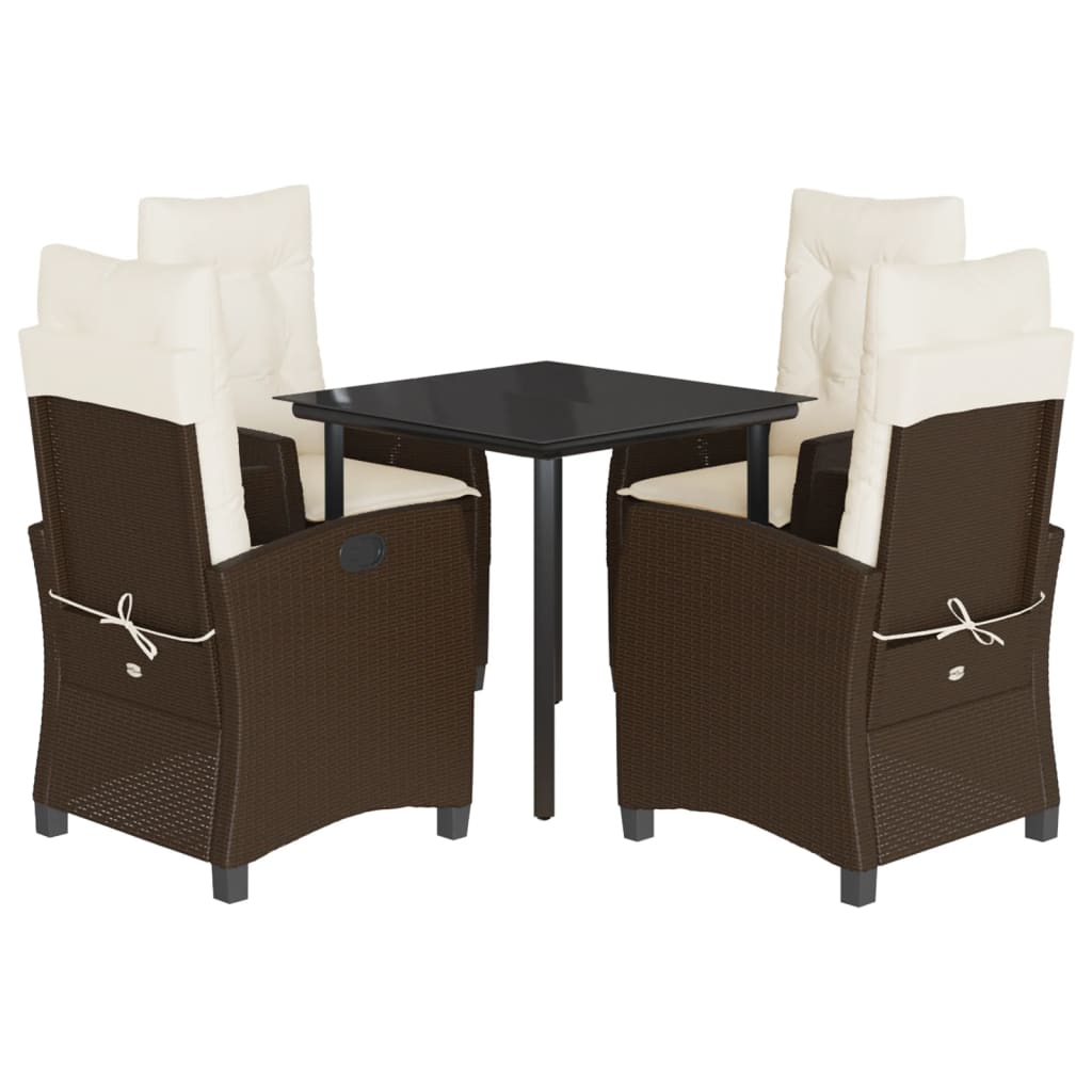 vidaXL Set mobilier de grădină, 5 piese, cu perne, maro, poliratan vidaXL Set mobilier de grădină, 5 piese, cu perne, maro, poliratan