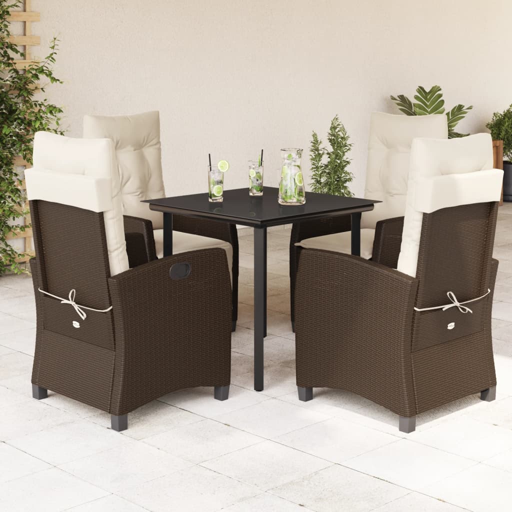 vidaXL Set mobilier de grădină, 5 piese, cu perne, maro, poliratan vidaXL Set mobilier de grădină, 5 piese, cu perne, maro, poliratan
