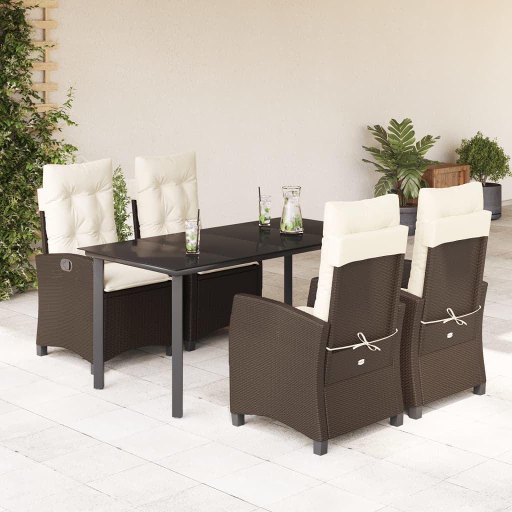 vidaXL Set mobilier de grădină, 5 piese, cu perne, maro, poliratan vidaXL Set mobilier de grădină, 5 piese, cu perne, maro, poliratan