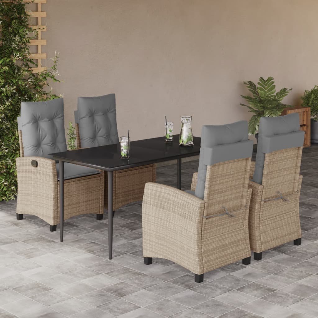 vidaXL Set mobilier pentru grădină, 5 piese, cu perne, bej, poliratan vidaXL Set mobilier pentru grădină, 5 piese, cu perne, bej, poliratan